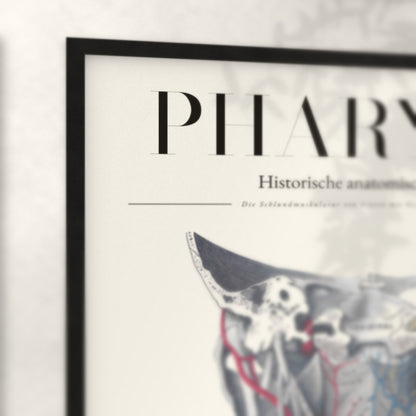Nahaufnahme von Rahmenecke und Titel „Pharynx“
