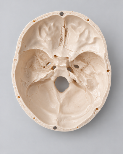 Schädelbasis von innen bei abgenommener Kalotte mit Foramina und Sella turcica